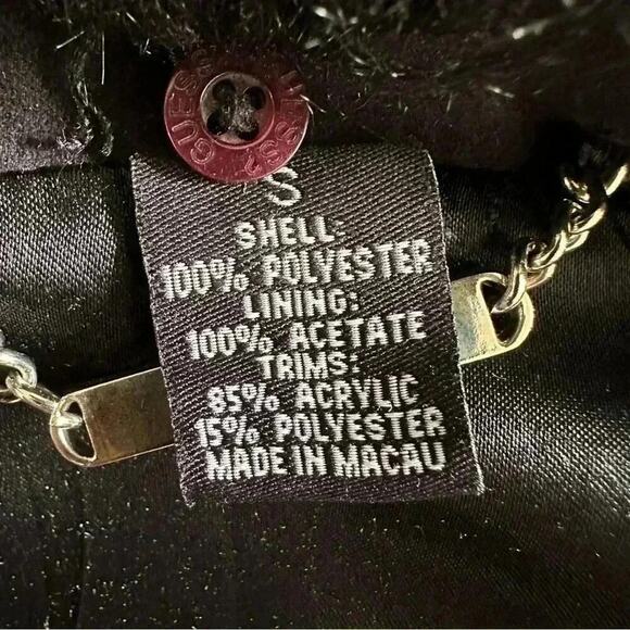 Vintage GUESS Faux Fur Mid Length Trench Coat RARE Jacket in Black Sz. Small - Picture 12 of 16